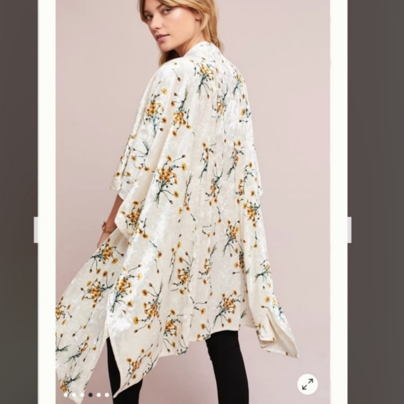 Anthropologie Floreat Velvet Dandelion Kimono - Picture 2 of 10
